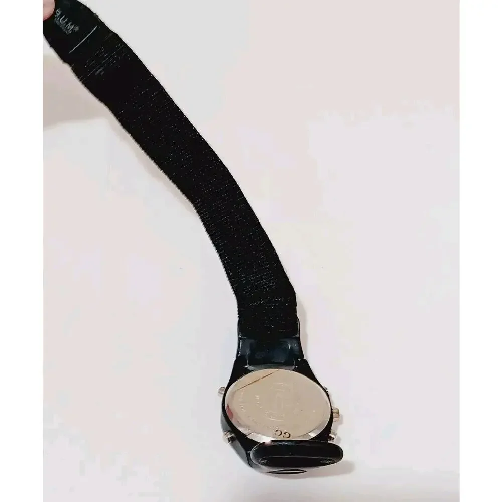 Vtg BUM Equipment Mens Sport Watch Black Red Hook Loop Band NEEDS BATTERY